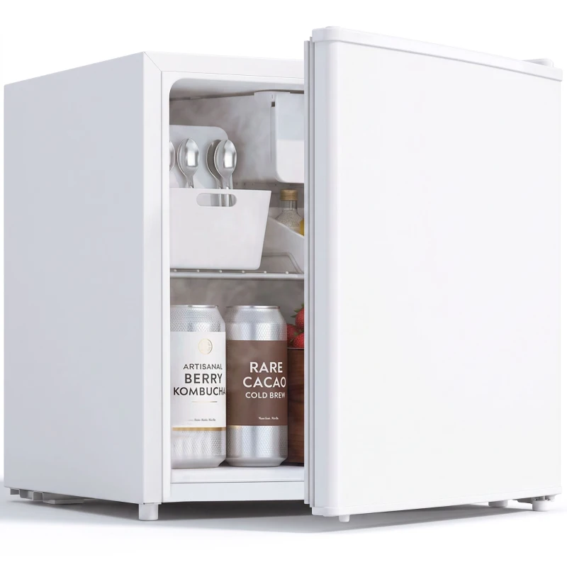 HOMCOM 1.62 Cu Ft Single Door Mini Fridge, Compact Refrigerator with Freezer, Adjustable Thermostat, White