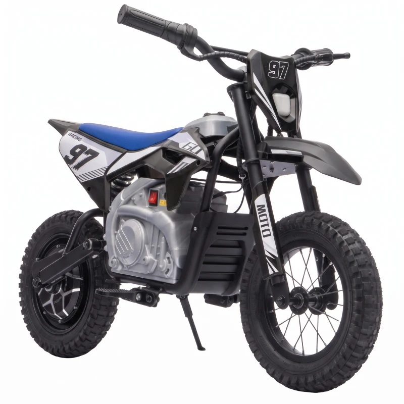 Qaba 36V Electric Dirt Bike for Kids with Brushless Motor, Up to 9.9 MPH, Inflatable Tires and Rear Suspension, Black