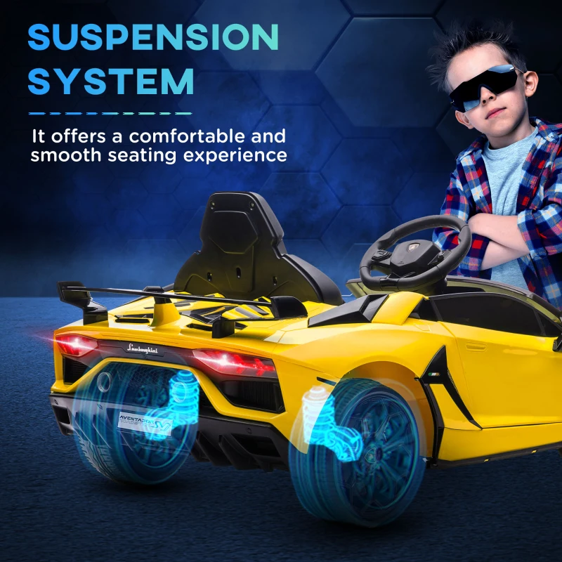 Aosom Lamborghini Licensed Kids Ride on Car w/ Easy Transport, Yellow