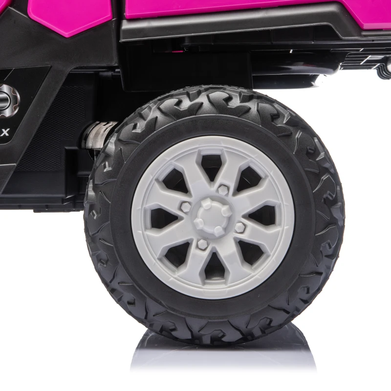 Qaba Kids Ride On Tractor, 12V Electric Tractor with Remote Control, Dual Motors, Music, Cargo Bed, Rear Suspension, Pink