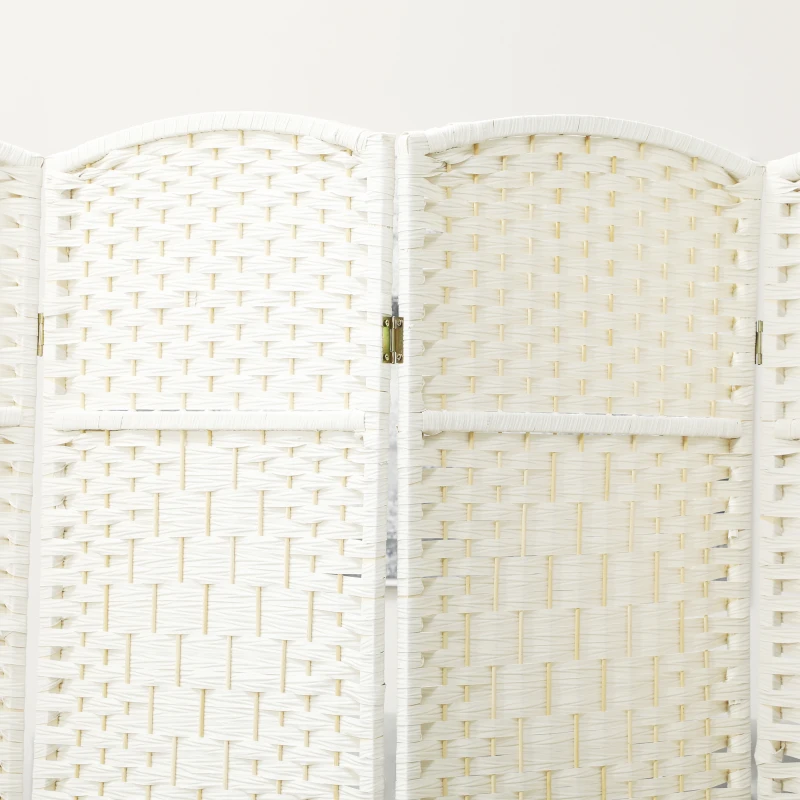 HOMCOM Folding Room Divider Screen 6 Panel 6' Tall Privacy Screen Freestanding Wood Partition for Home Office, White