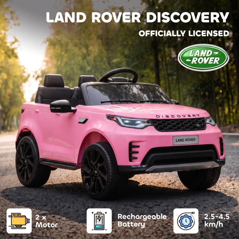Qaba 12V Electric Car for Kids, Licensed Land Rover Ride on Car with Parent Remote, Soft Start, 4 Wheel Suspension, Pink