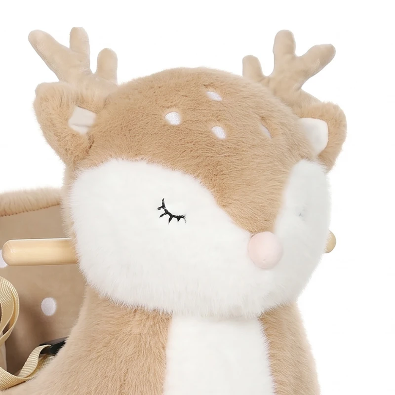 Qaba Rocking Horse for Toddlers 1-3 Years, Deer Baby Rocking Horse with Animal Sound, Seat Belt, Rocking Stopper, Brown