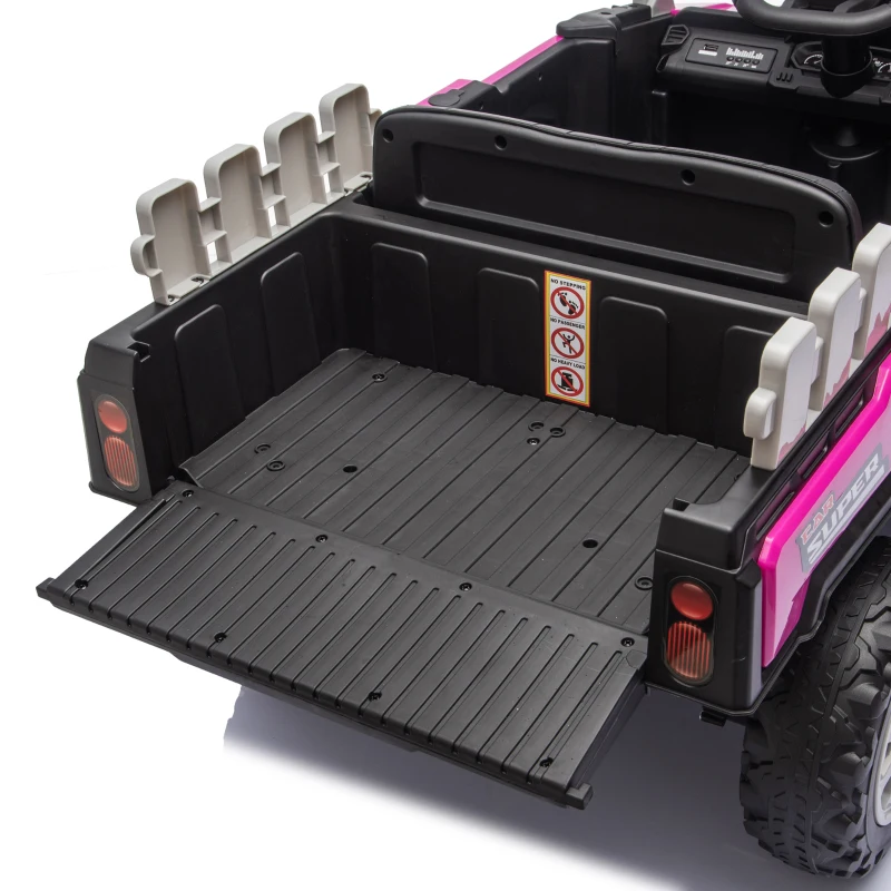 Qaba Kids Ride On Tractor, 12V Electric Tractor with Remote Control, Dual Motors, Music, Cargo Bed, Rear Suspension, Pink