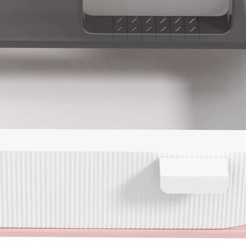 PawHut Cat Litter Box with Lid, Removable Tray, Scoop, Filter, Pink
