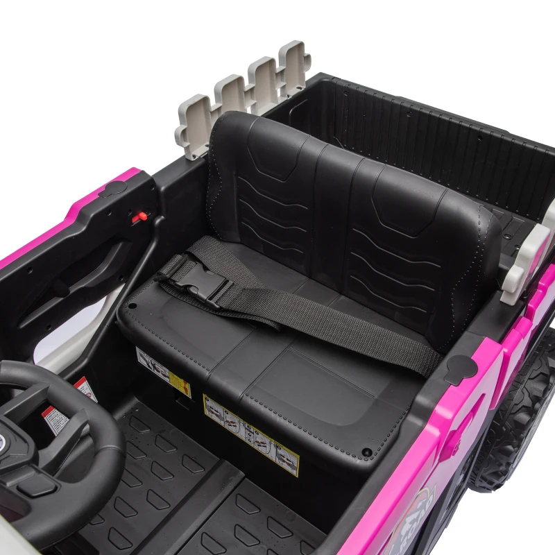 Qaba Kids Ride On Tractor, 12V Electric Tractor with Remote Control, Dual Motors, Music, Cargo Bed, Rear Suspension, Pink