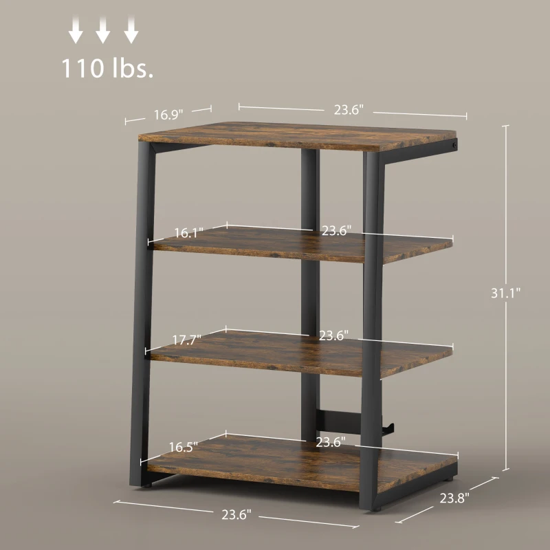 HOMCOM TV Stand Cabinet for 28" TVs with Adjustable Shelves and Extension Lead Holder for Living Room, Rustic Brown