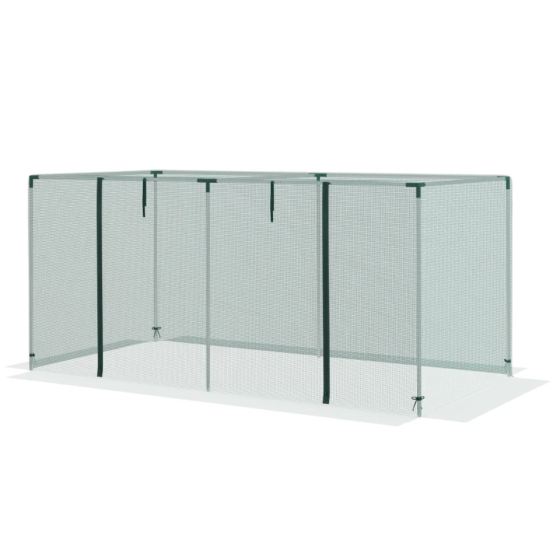 Outsunny Galvanized Steel Crop Cage, Plant Protection Tent with Zippered Door, 8' x 4', Green