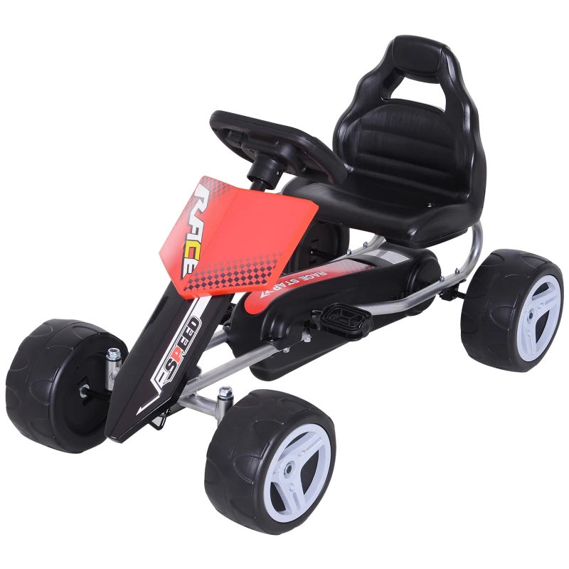 Aosom Kids Go Kart, 4 Wheeled Ride On Pedal Car, Racer for 3 years, for Boys and Girls, Outdoor - Red