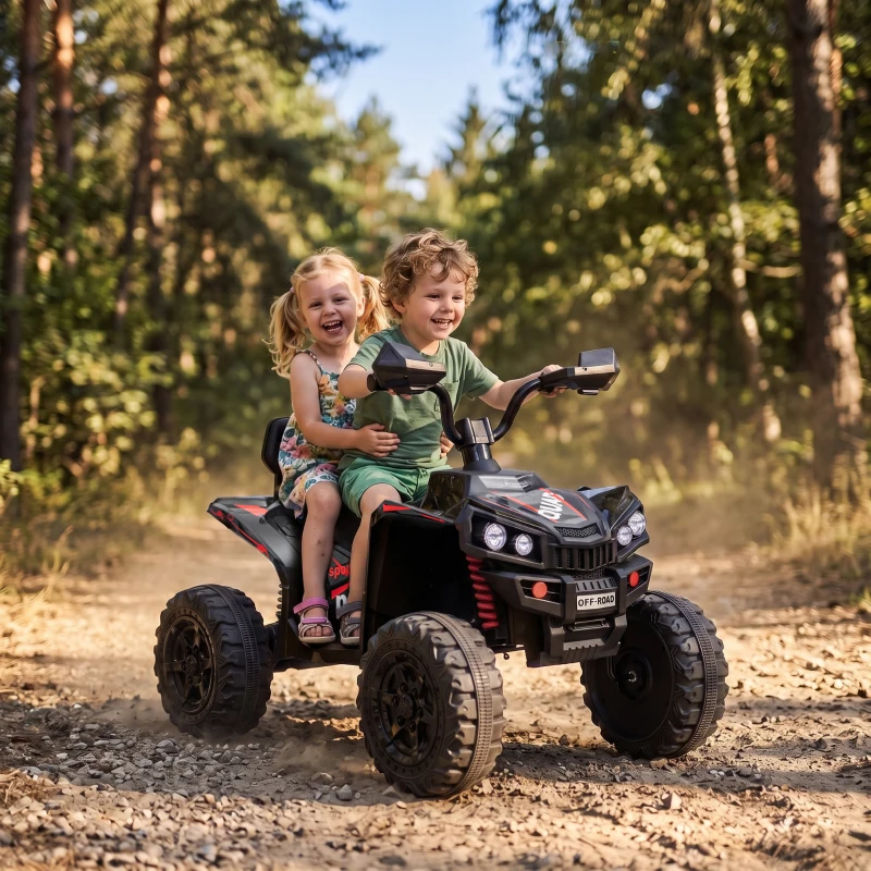Qaba 24V 2 Seater Ride On Toys, Kids ATV 4 Wheeler with Dual Motors, High & Low Speed for Boys Girls Aged 3-8 Years, Black
