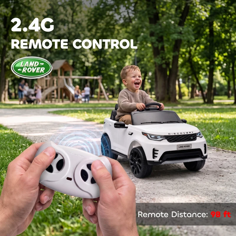 Qaba 12V Electric Car for Kids, Licensed Land Rover Ride on Car with Parent Remote, Soft Start, 4 Wheel Suspension, White