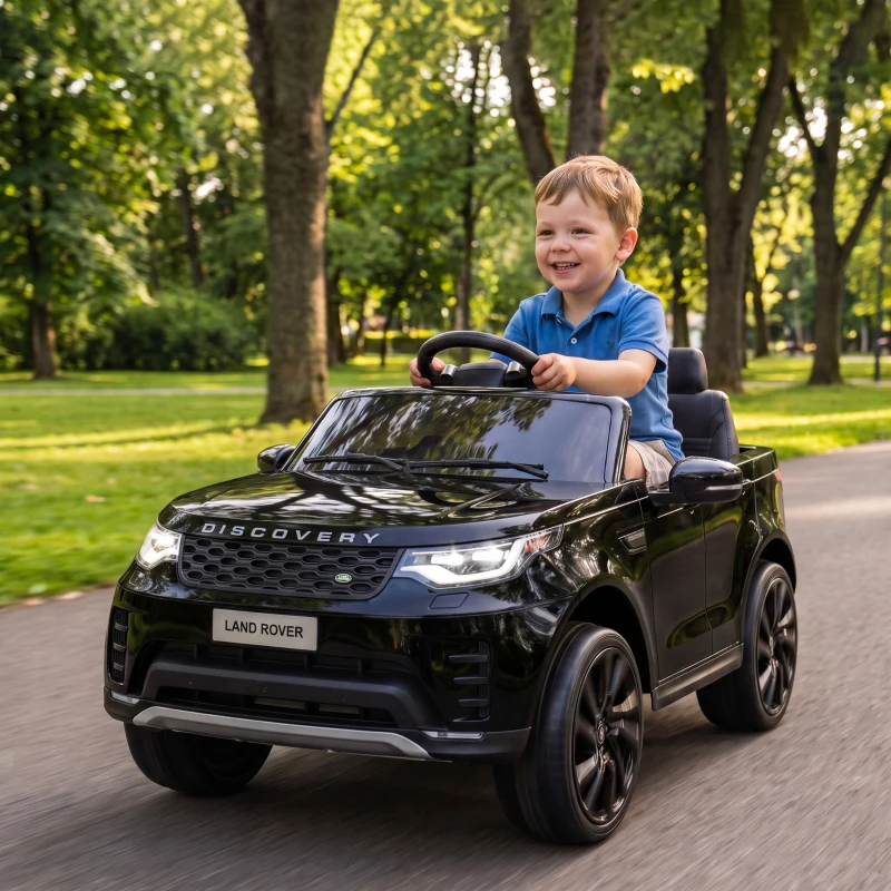 Qaba 12V Electric Car for Kids, Licensed Land Rover Ride on Car with Parent Remote, Soft Start, 4 Wheel Suspension, Black