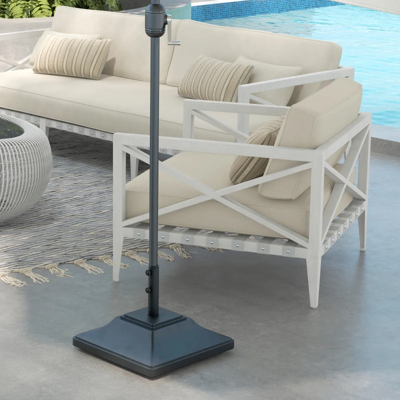 Outsunny Square Umbrella Base with Wheels, 99 lbs Water or 132 lbs Sand Filled, with Double Adjustable Knob, Black