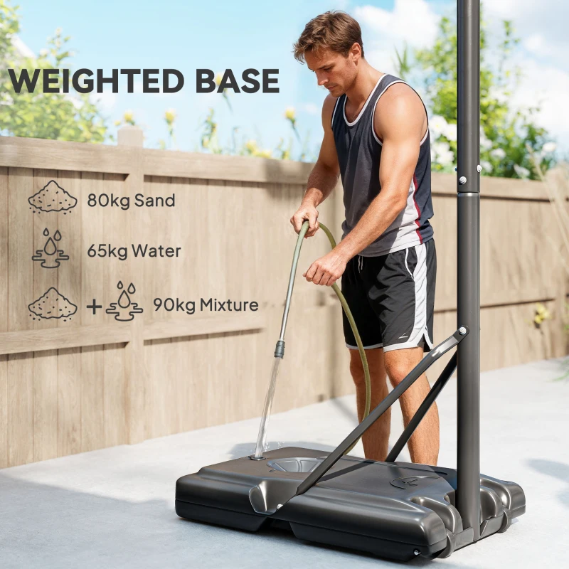 Soozier Portable Basketball Hoop, 7.5-10FT Height Adjustable Swimming Pool Basketball Goal with 43.25" Backboard, Wheels and Fillable Base, for Youth & Adults