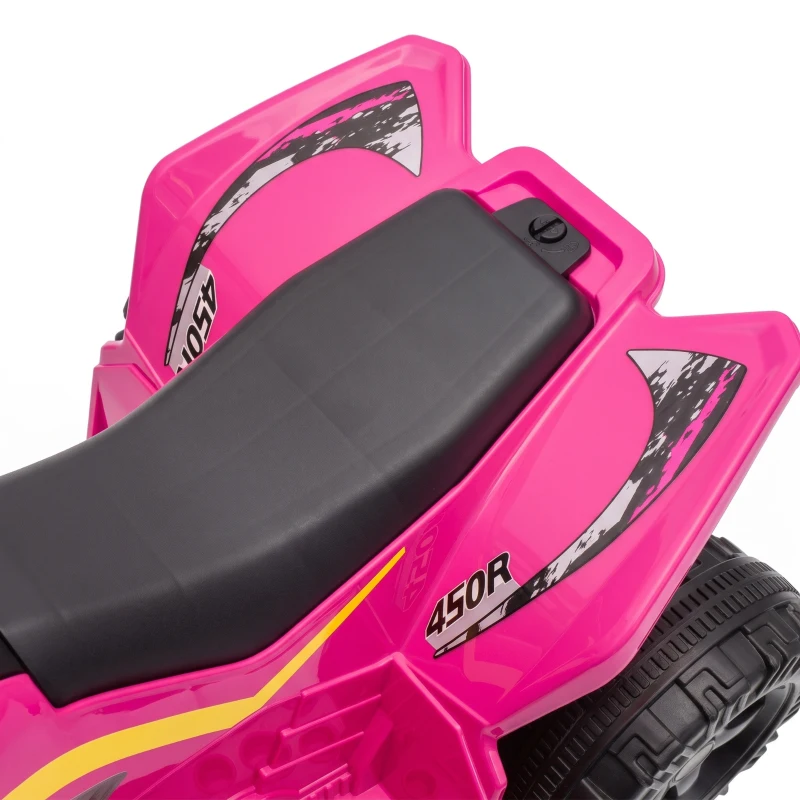 Qaba 6V Kids ATV, 4 Wheels Kids Quad with Button Control, 45Mins Runtime, Max 1.2MPH, Max 55lbs Load for 18-48 M, Rose Red