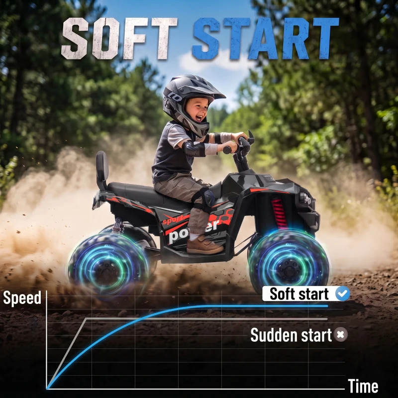 Qaba 24V 2 Seater Ride On Toys, Kids ATV 4 Wheeler with Dual Motors, High & Low Speed for Boys Girls Aged 3-8 Years, Black