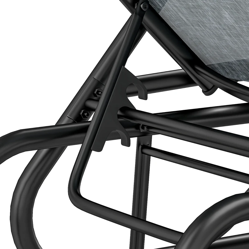Outsunny Outdoor Glider Lounge Chair, 3-Position Adjustable Tanning Chair Recliner with Headrest for Garden, Yard, Pool, Grey