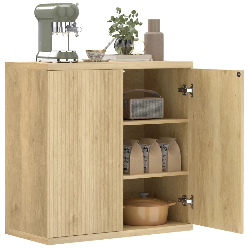 HOMCOM Sideboard Buffet Cabinet, 30.7" Modern Kitchen Storage Cabinet with Soft-Close Door and Adjustable Shelves, Oak