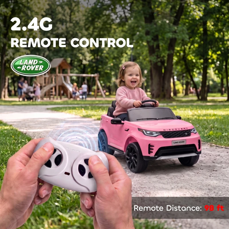 Qaba 12V Electric Car for Kids, Licensed Land Rover Ride on Car with Parent Remote, Soft Start, 4 Wheel Suspension, Pink