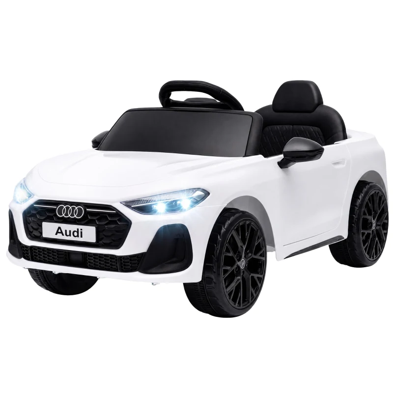 Qaba Audi A5L Licensed Electric Ride on Car for Kids with Remote Control Dual Motors 4-Wheel Suspension Music for 3-6, White