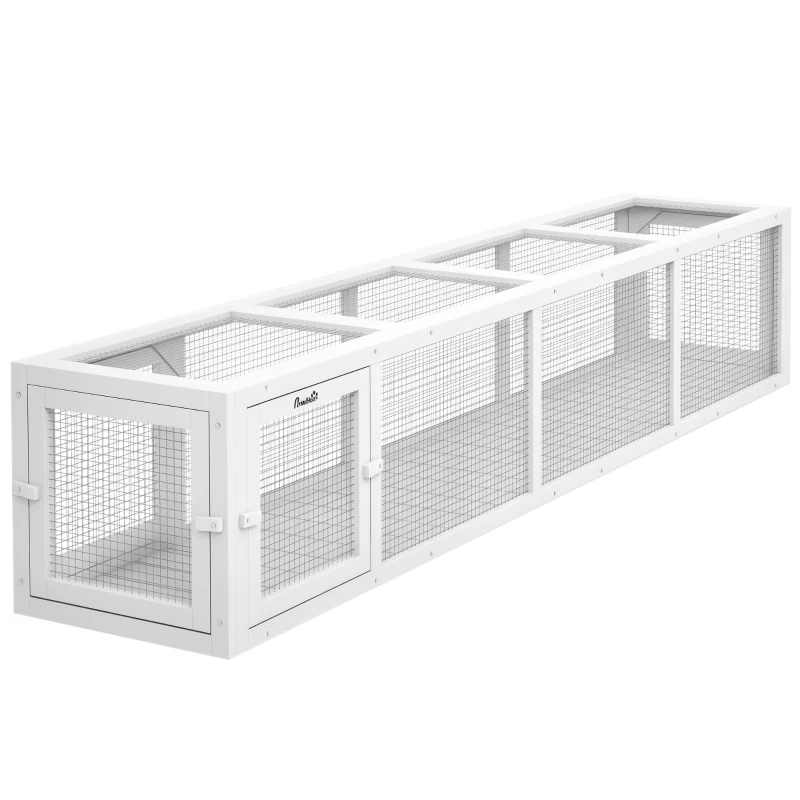 PawHut 79" Long Cat Tunnel, Cat shelter L- Shape with Extendable Design, Cat Enclosure for Indoor/Outdoor Use, White