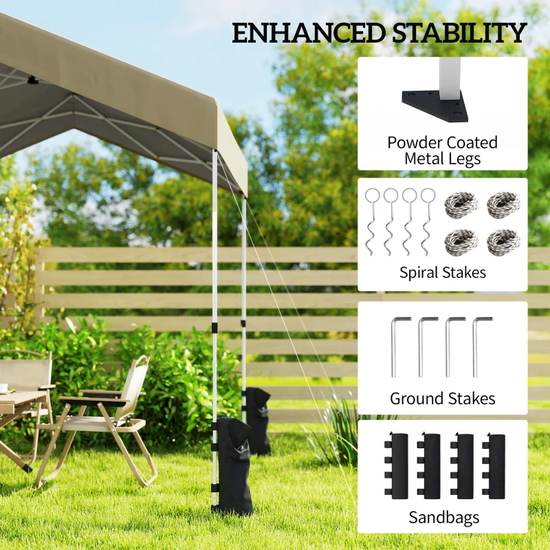 Outsunny 8 x 8 ft Pop Up Canopy Tent with 1-Button Push Easy Setup, UPF 50+ A-Frame Outdoor Instant Canopy, Beige