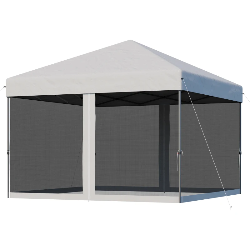Outsunny 10' x 10' Pop-Up Canopy Tent Outdoor Party Tent, 3-Level Adjustable Height, Silver