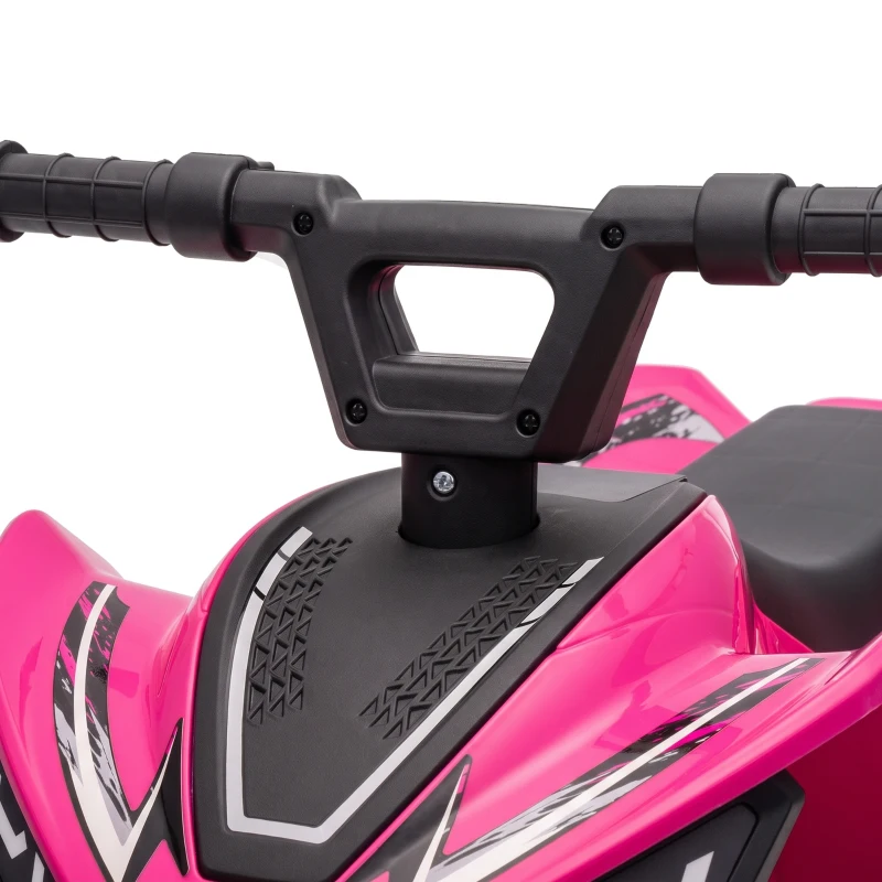 Qaba 6V Kids ATV, 4 Wheels Kids Quad with Button Control, 45Mins Runtime, Max 1.2MPH, Max 55lbs Load for 18-48 M, Rose Red