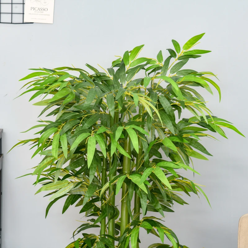 HOMCOM 4.5FT Artificial Bamboo Tree, Decorative Faux Plant in Nursery Pot for Indoor or   Decor