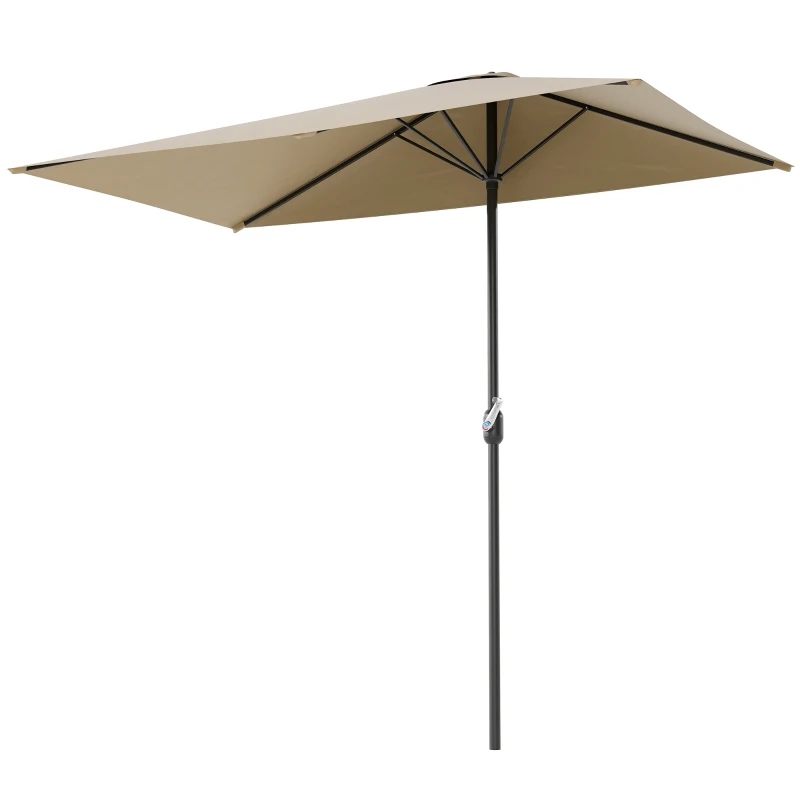 Outsunny 8ft Half Round Umbrella Outdoor Balcony Parasol Patio Garden Outdoor Window Sun Shade w/ 5 Ribs