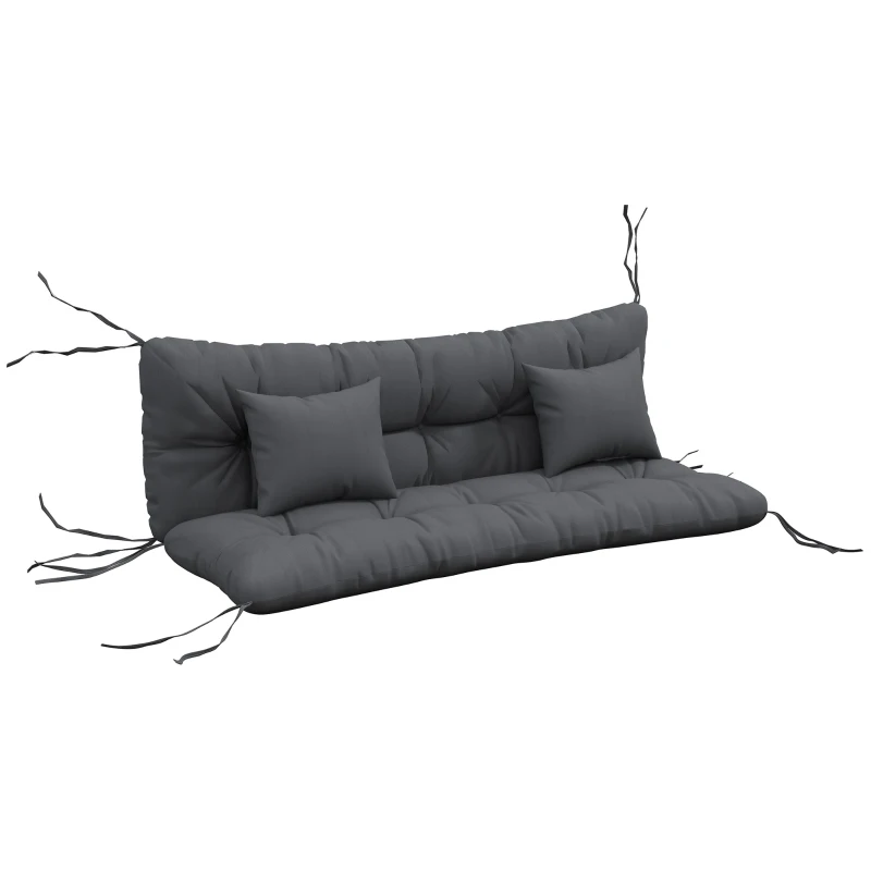 Outsunny 59" Tufted Bench Cushions & Throw Pillows, Replacement Bench Seat Pad, Back & 2 Pillows for Outdoor Furniture, Charcoal