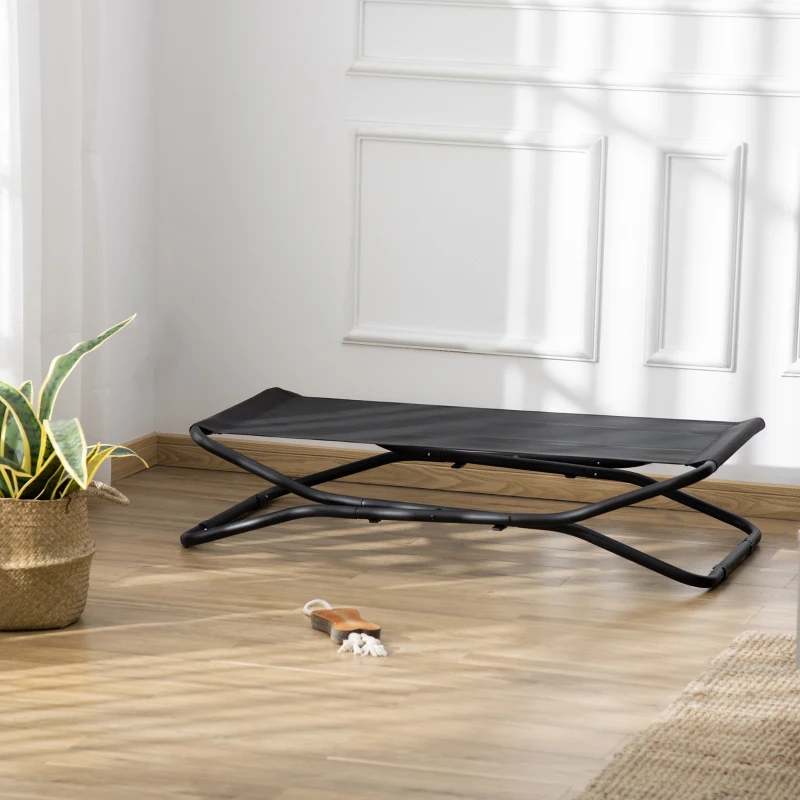 PawHut Elevated Dog Bed with Breathable Fabric, Foldable Pet Cot with Heavy Duty Steel Frame, Portable Cooling Pet Bed Indoor Outdoor Use, for Small Medium Dogs