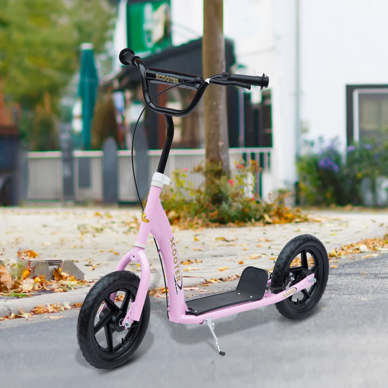 HOMCOM Adjustable Kids Pro Stunt Scooter Children Street Bike Bicycle Ride On with 12” Tire (Black)
