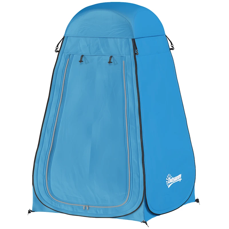 Outsunny Pop Up Shower Tent, Portable Privacy Room for Outdoor Changing, Dressing, Fishing Storage with Carrying Bag, Blue