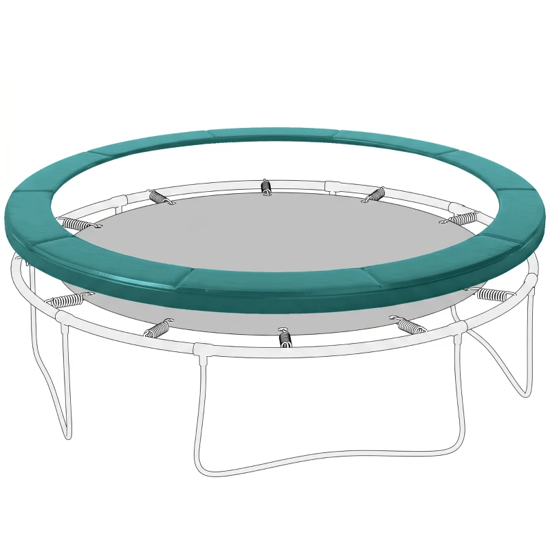 Soozier Trampoline Pad, 14FT Replacement Trampoline Safety Pad Mat Spring Cover, Water-Resistant, UV-Resistant, Tear-Resistant, No Holes for Pole, Green