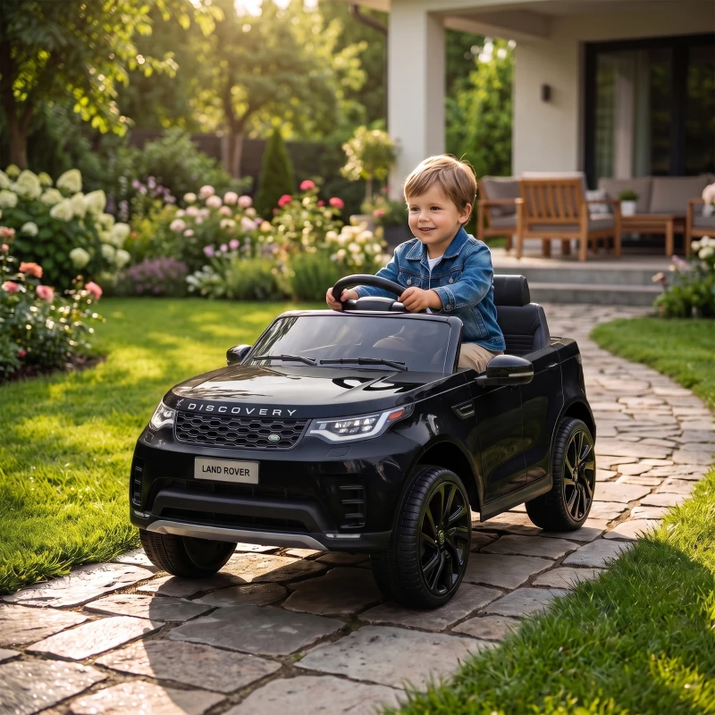 Qaba 12V Electric Car for Kids, Licensed Land Rover Ride on Car with Parent Remote, Soft Start, 4 Wheel Suspension, Black