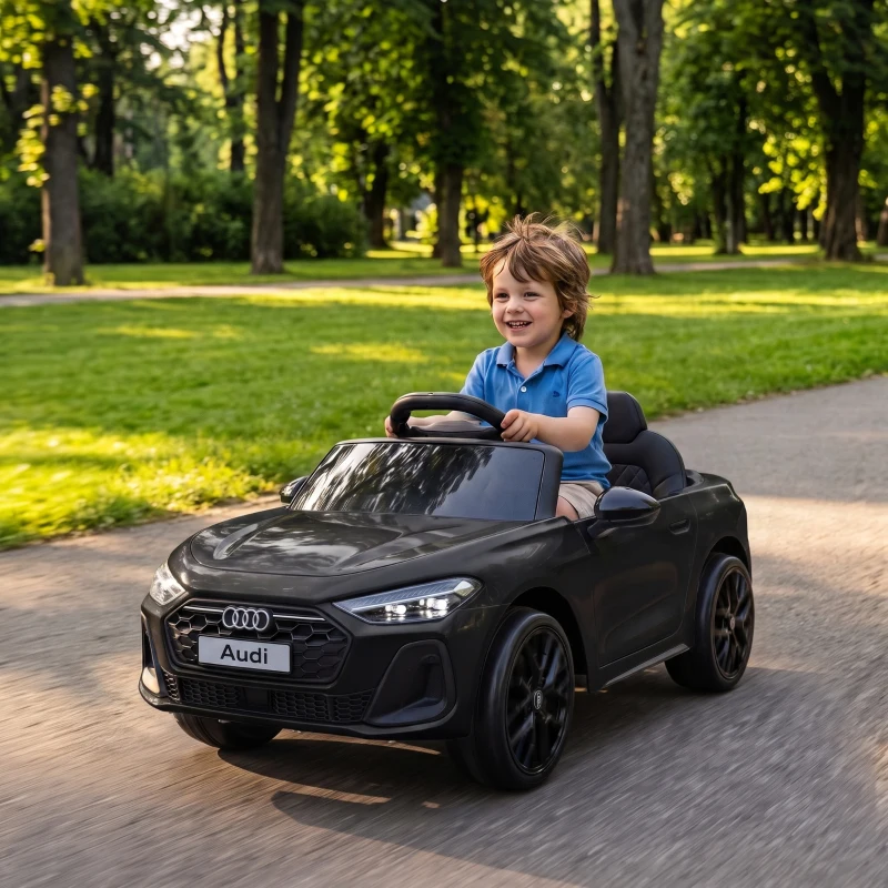 Qaba Audi A5L Licensed Electric Ride on Car for Kids 3-6 with Remote Control Dual Motors 4-Wheel Suspension Music, Black
