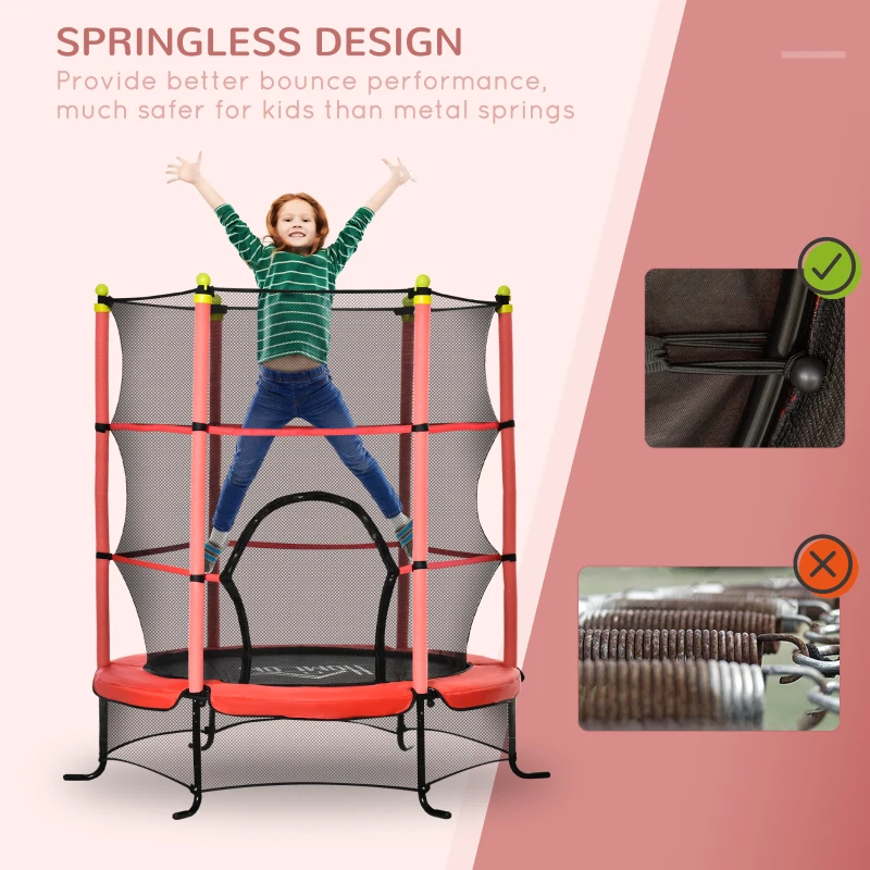 Soozier 5.3' Kids Trampoline with Safety Enclosure for 3-10 Years, Red