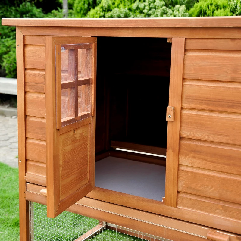 PawHut 66" Chicken Coop Kit Wooden Chicken House Rabbit Hutch Poultry Cage Hen Pen Backyard with Outdoor Run and Nesting Box
