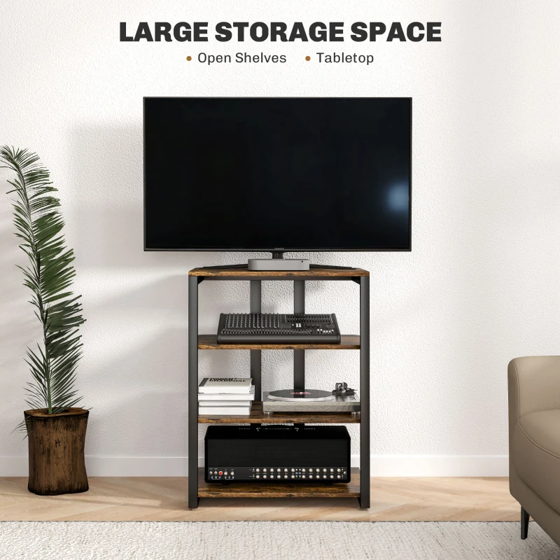 HOMCOM TV Stand Cabinet for 28" TVs with Adjustable Shelves and Extension Lead Holder for Living Room, Rustic Brown