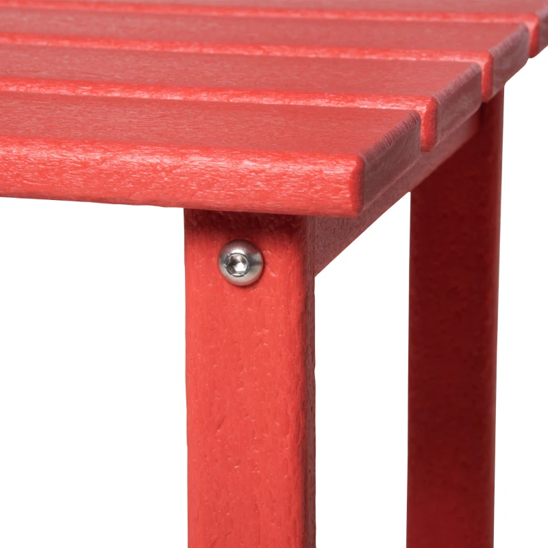 Outsunny Patio Side Table, 15" Square Outdoor End Table, HDPE Plastic Tea Table for Adirondack Chair, Backyard or Lawn, Red