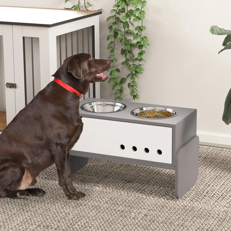 PawHut Elevated Dog Bowls, 3 Height Adjustable Raised Dog Bowls w/ Slow Feeder Mat, Stand, for Medium to Extra Large Dogs