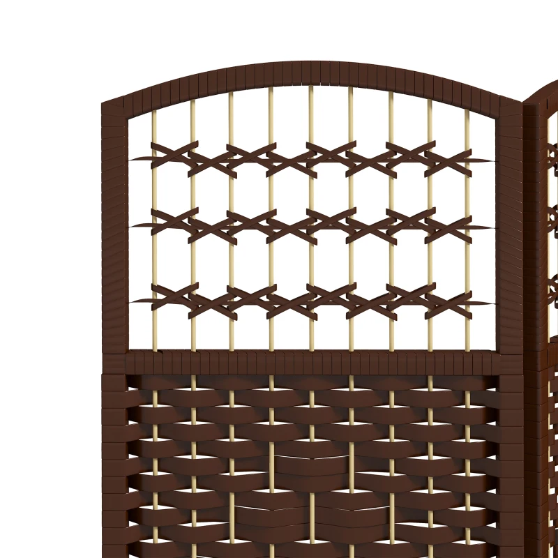 HOMCOM 6 Panel Folding Room Divider, Portable Privacy Screen, Wave Fiber Room Partition for Home Office, Brown