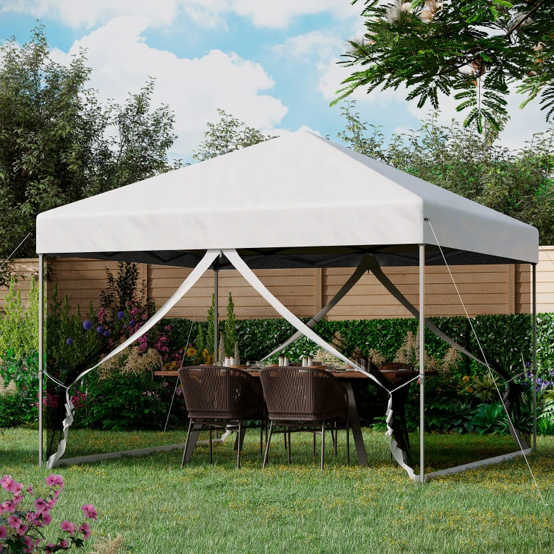 Outsunny 10' x 10' Pop-Up Canopy Tent Outdoor Party Tent, 3-Level Adjustable Height, Silver