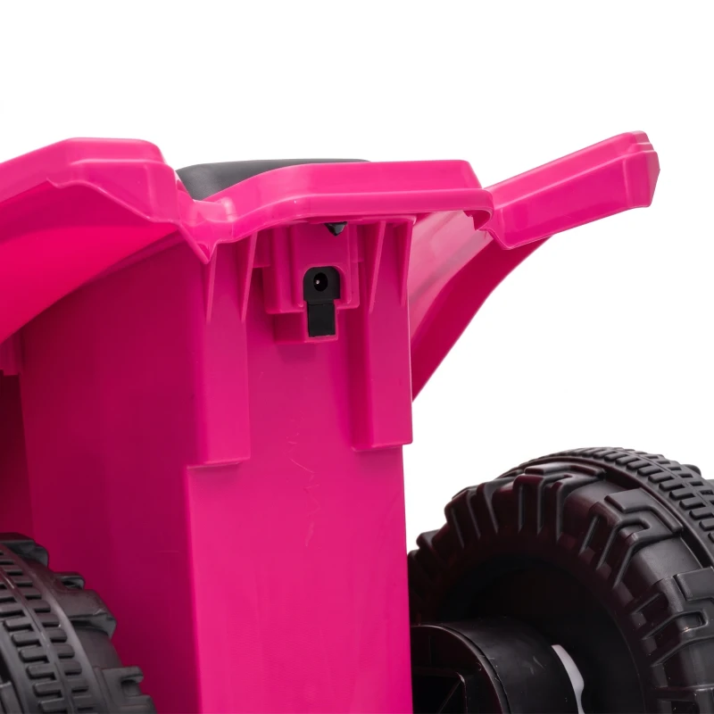 Qaba 6V Kids ATV, 4 Wheels Kids Quad with Button Control, 45Mins Runtime, Max 1.2MPH, Max 55lbs Load for 18-48 M, Rose Red