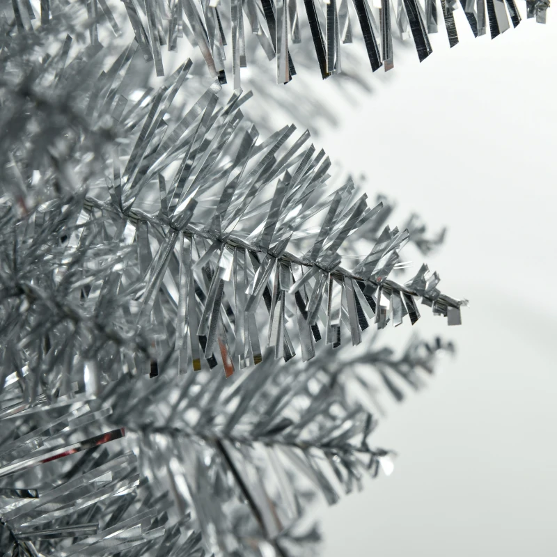 HOMCOM 7ft Unlit Pencil Artificial Christmas Tree with Realistic Branches and 499 Tips, Plastic Base, Silver