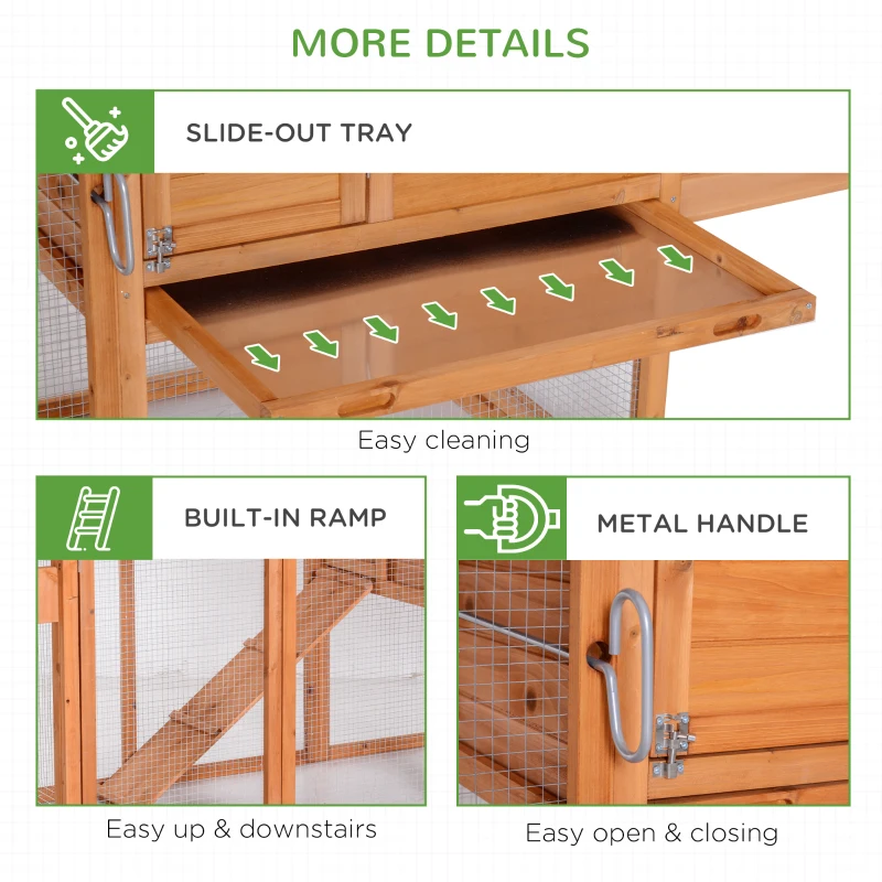 PawHut 83" Wooden Chicken Coop Tractor Hen House Portable Poultry Cage for Outdoor Backyard with Wheels, Nest Box, Removable Tray