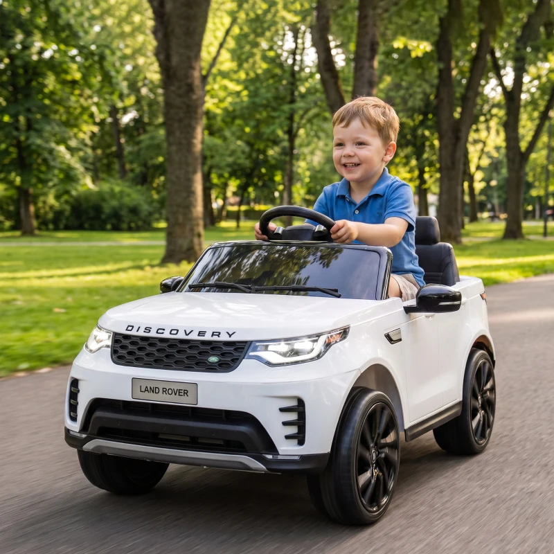 Qaba 12V Electric Car for Kids, Licensed Land Rover Ride on Car with Parent Remote, Soft Start, 4 Wheel Suspension, White