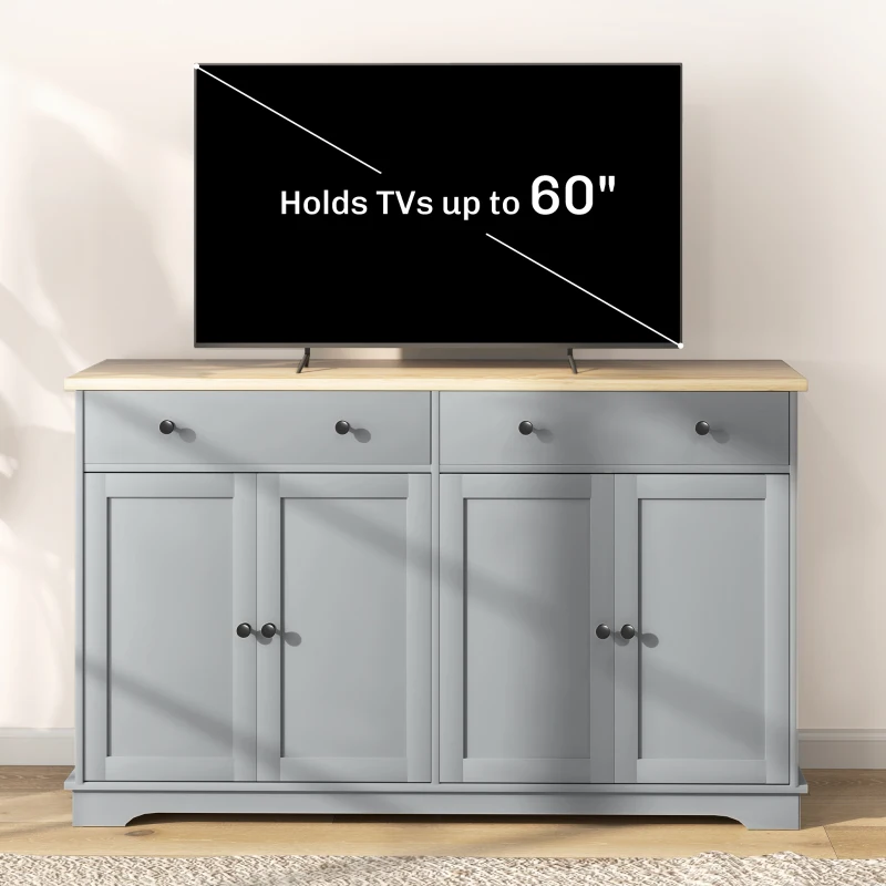 HOMCOM Modern Sideboard, Buffet Cabinet with Storage Drawers, Adjustable Shelves for Living Room, Dining Room, Entryway, Grey