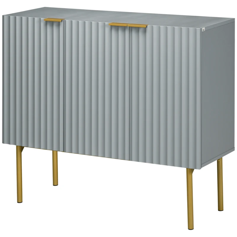 HOMCOM Modern Storage Cabinet Sideboard Buffet Cabinet with Gold Legs for Living Room Dining Room Hallway Grey
